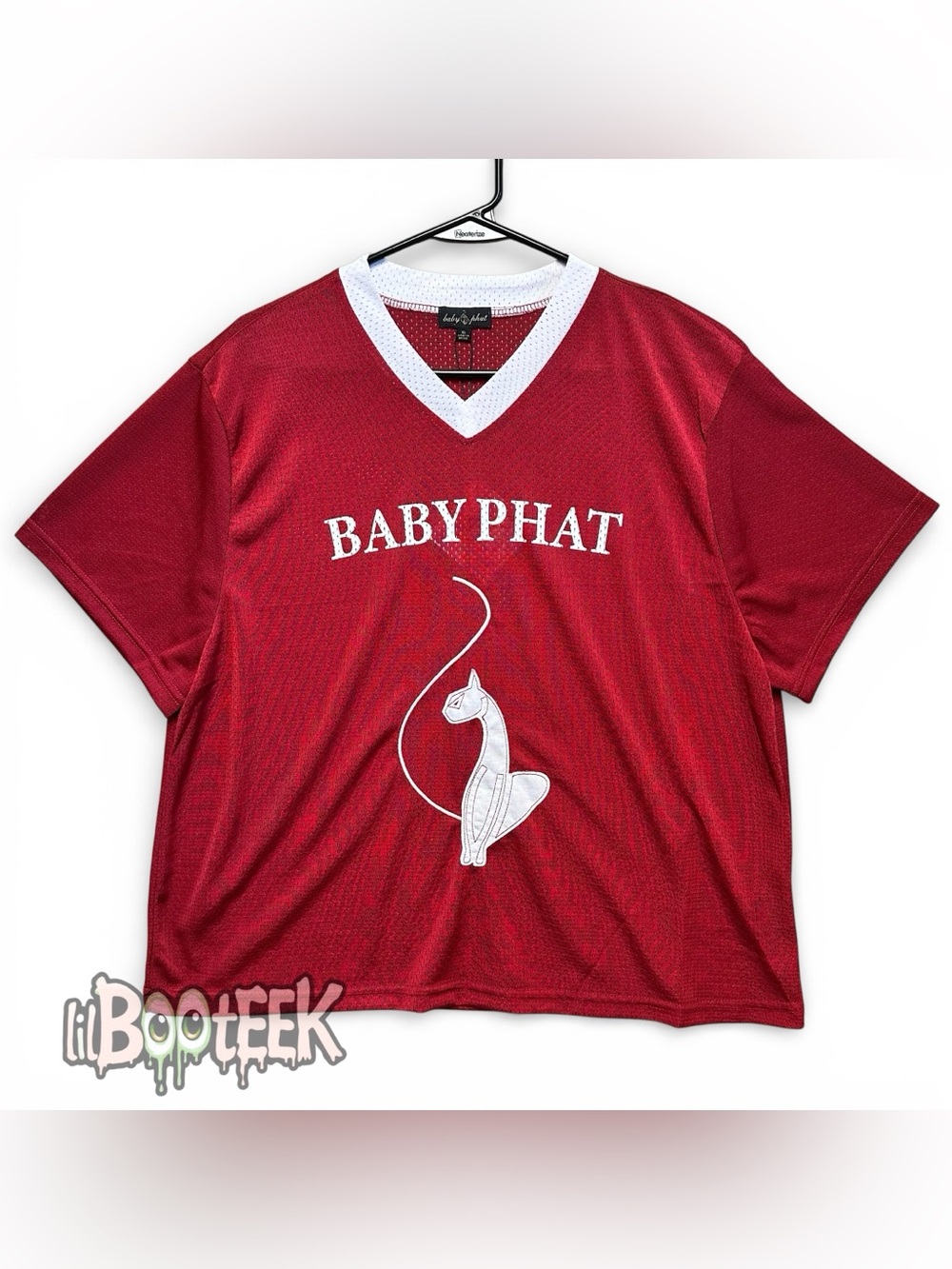 Baby Phat Ladies XL Rio Red & White Cat Short Sleeve Jersey NEW VIRAL Y2K